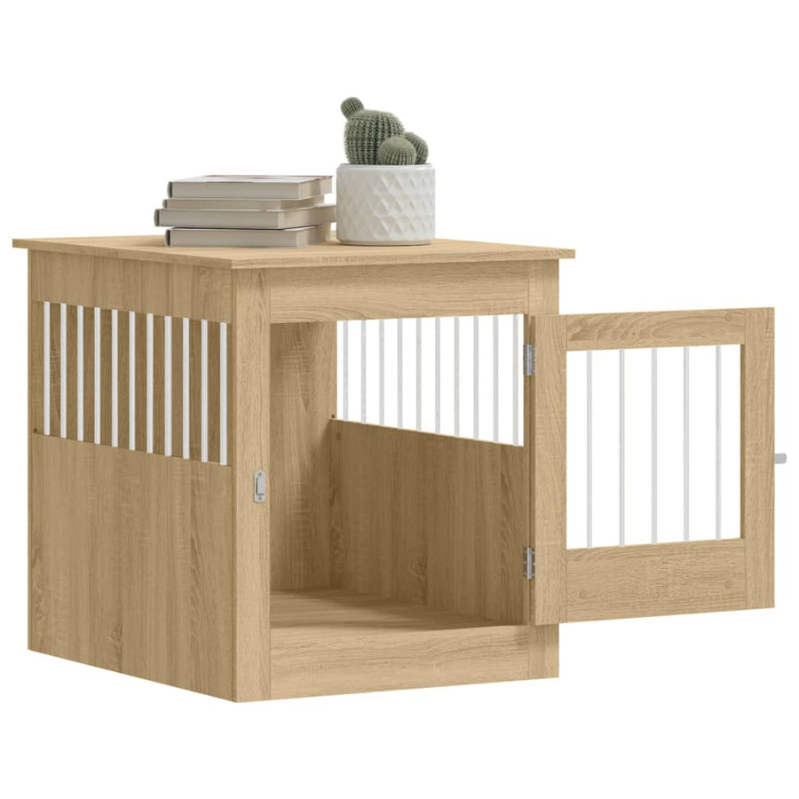 Hondenbench 64,5X80X71 Cm Bewerkt Hout Kleurig 64.5 x 80 x 71 cm Sonoma eiken