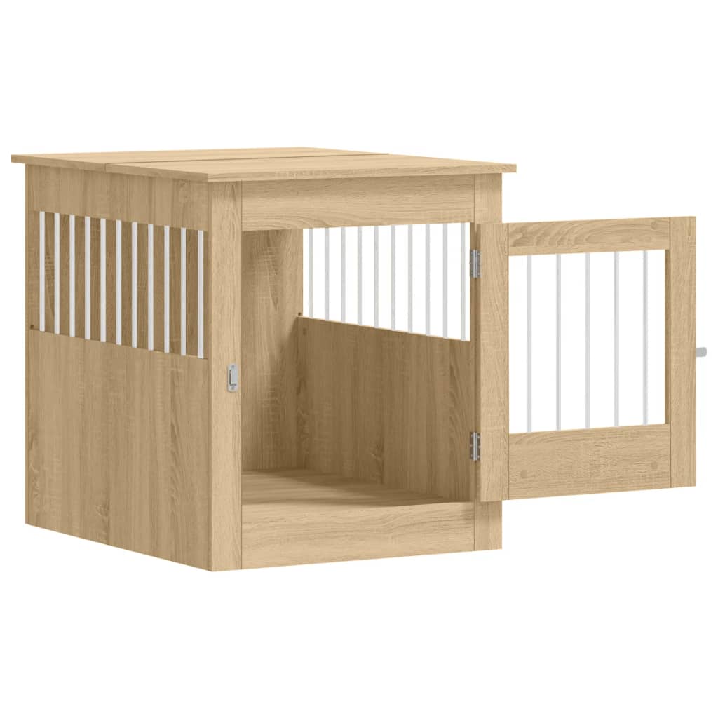 Hondenbench 64,5X80X71 Cm Bewerkt Hout Kleurig 64.5 x 80 x 71 cm Sonoma eiken