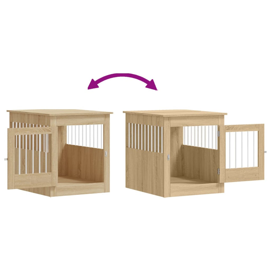 Hondenbench 64,5X80X71 Cm Bewerkt Hout Kleurig 64.5 x 80 x 71 cm Sonoma eiken