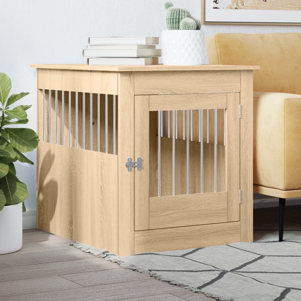Hondenbench 64,5X80X71 Cm Bewerkt Hout Kleurig 64.5 x 80 x 71 cm Sonoma eiken