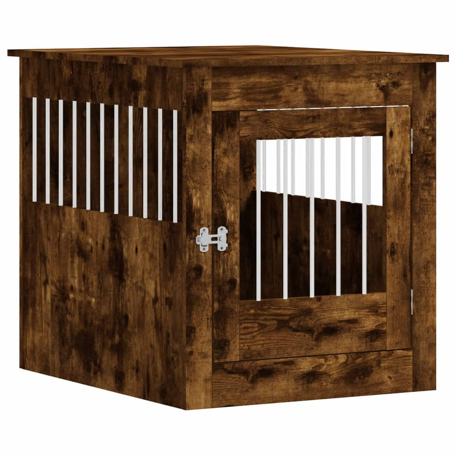 Hondenbench 64,5X80X71 Cm Bewerkt Hout Kleurig 64.5 x 80 x 71 cm Gerookt eiken