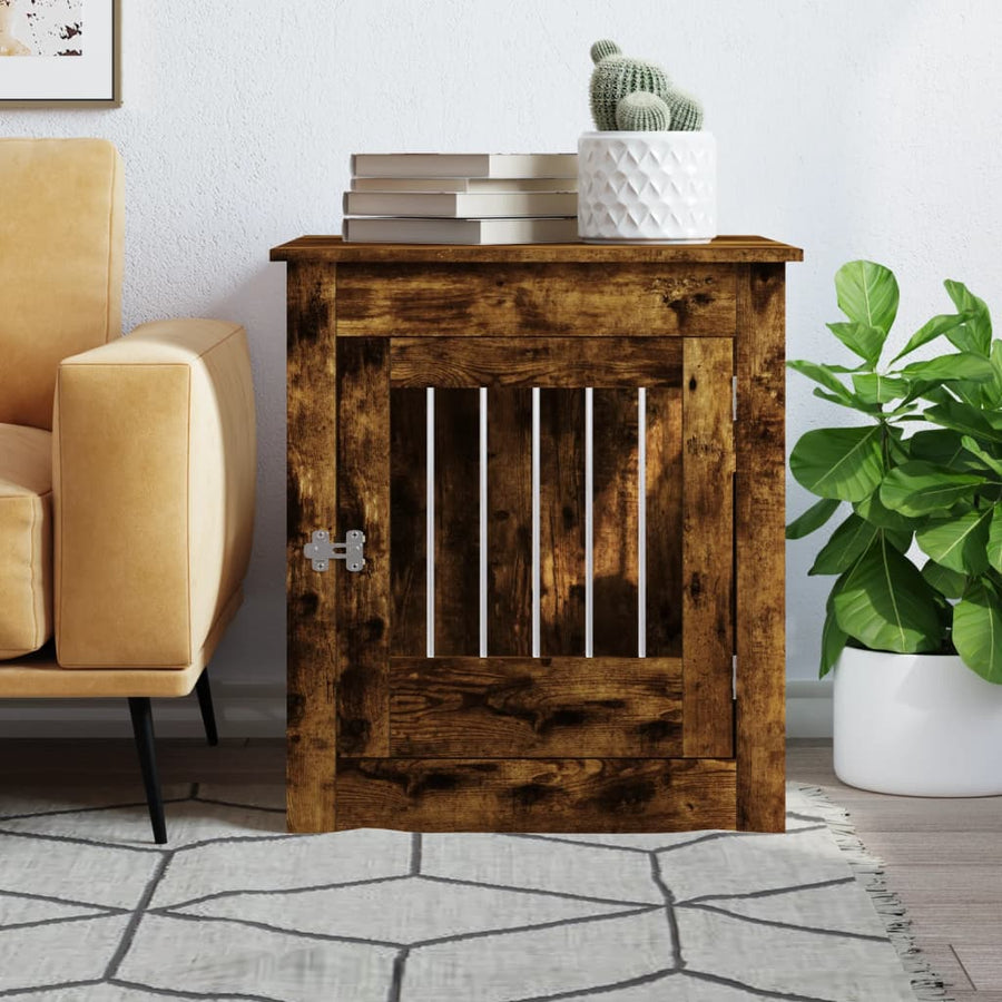 Hondenbench 64,5X80X71 Cm Bewerkt Hout Kleurig 64.5 x 80 x 71 cm Gerookt eiken