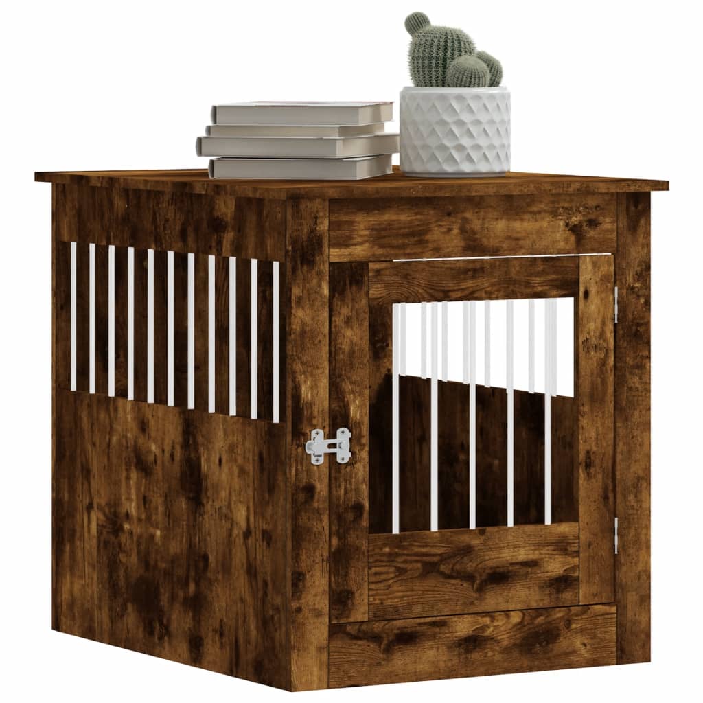 Hondenbench 64,5X80X71 Cm Bewerkt Hout Kleurig 64.5 x 80 x 71 cm Gerookt eiken