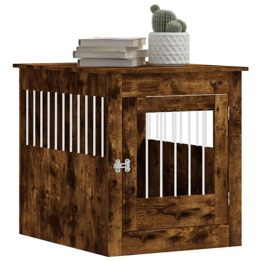 Hondenbench 64,5X80X71 Cm Bewerkt Hout Kleurig 64.5 x 80 x 71 cm Gerookt eiken