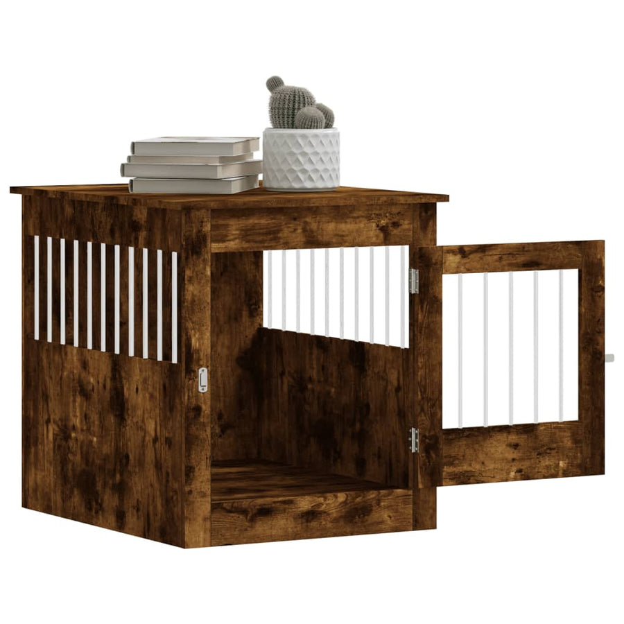 Hondenbench 64,5X80X71 Cm Bewerkt Hout Kleurig 64.5 x 80 x 71 cm Gerookt eiken