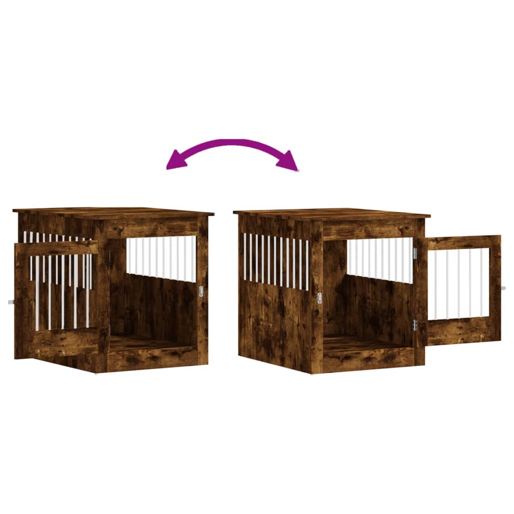 Hondenbench 64,5X80X71 Cm Bewerkt Hout Kleurig 64.5 x 80 x 71 cm Gerookt eiken