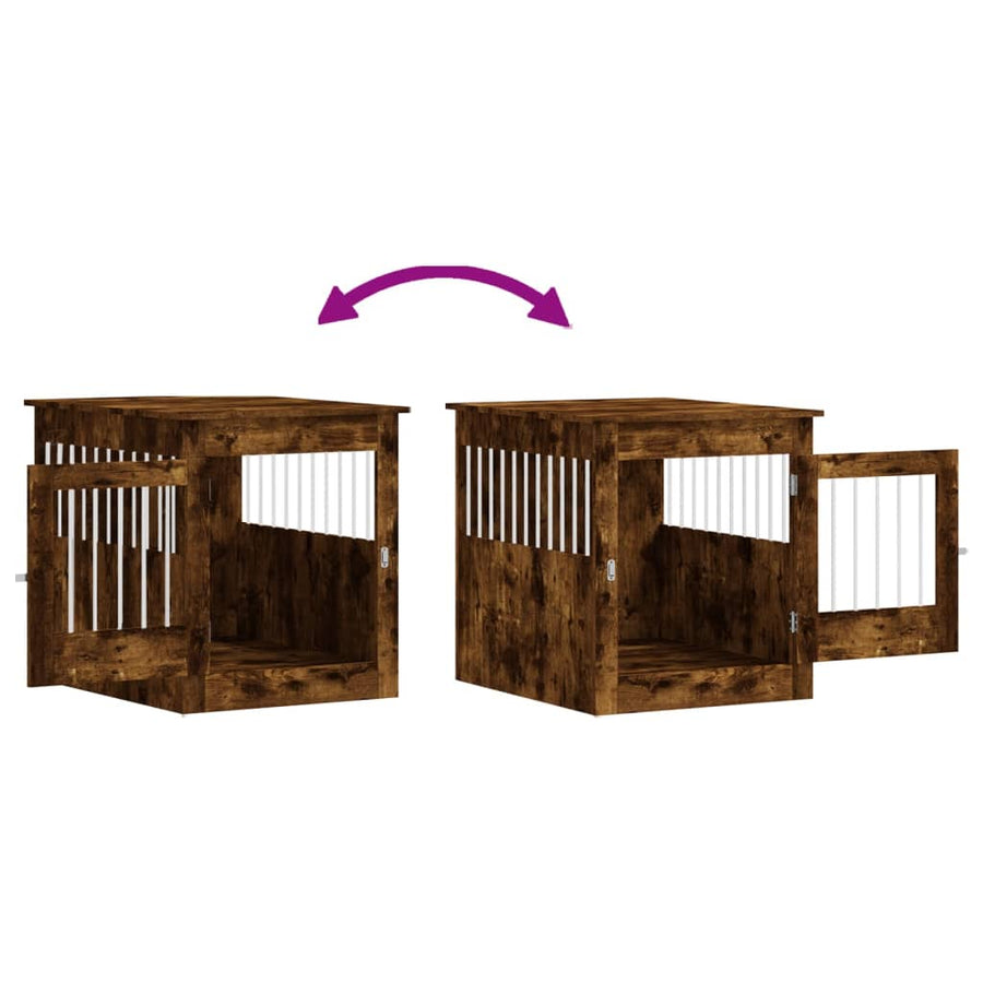 Hondenbench 64,5X80X71 Cm Bewerkt Hout Kleurig 64.5 x 80 x 71 cm Gerookt eiken