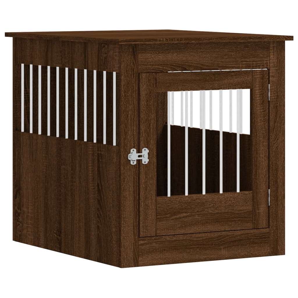 Hondenbench 64,5X80X71 Cm Bewerkt Hout Bruineikenkleurig 64.5 x 80 x 71 cm bruin eikenkleur