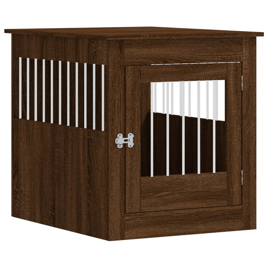 Hondenbench 64,5X80X71 Cm Bewerkt Hout Bruineikenkleurig 64.5 x 80 x 71 cm bruin eikenkleur