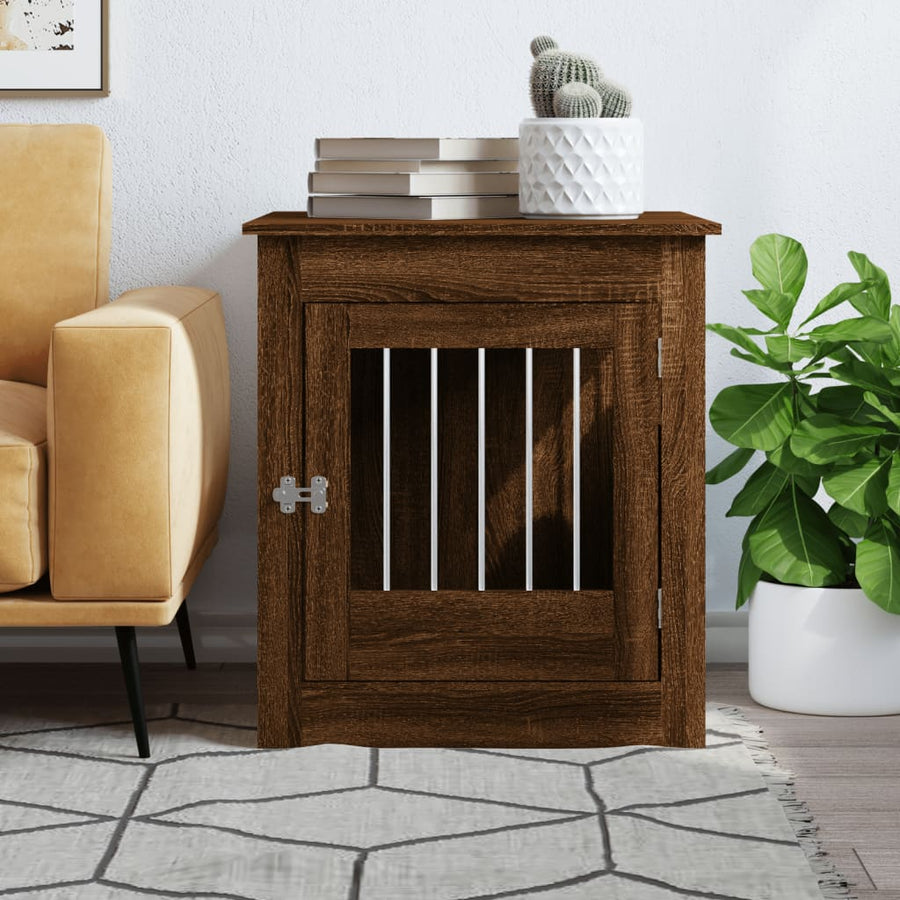 Hondenbench 64,5X80X71 Cm Bewerkt Hout Bruineikenkleurig 64.5 x 80 x 71 cm bruin eikenkleur