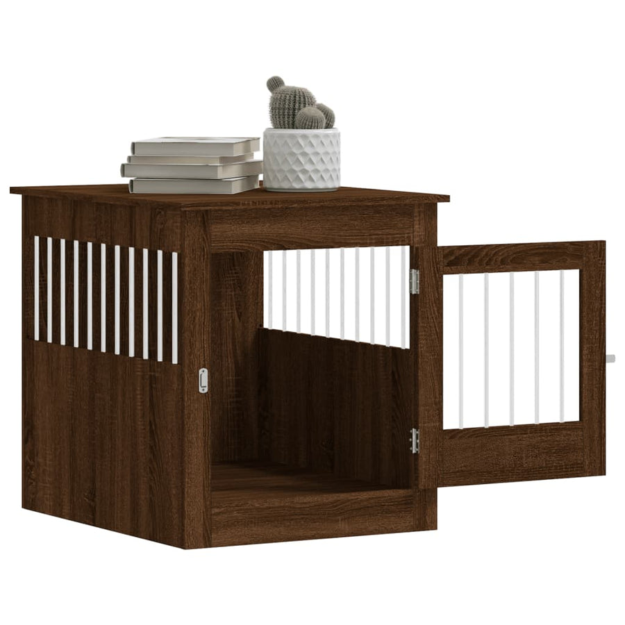 Hondenbench 64,5X80X71 Cm Bewerkt Hout Bruineikenkleurig 64.5 x 80 x 71 cm bruin eikenkleur