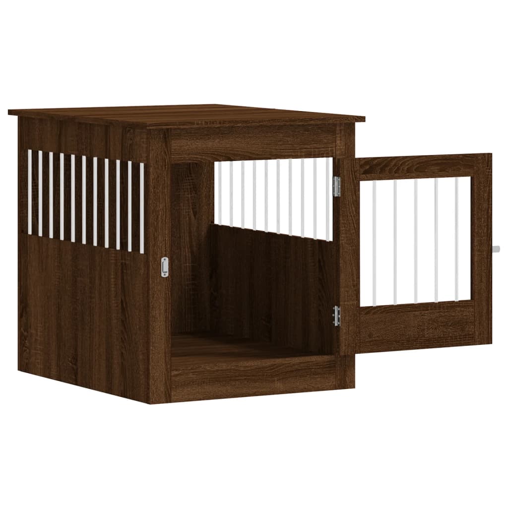 Hondenbench 64,5X80X71 Cm Bewerkt Hout Bruineikenkleurig 64.5 x 80 x 71 cm bruin eikenkleur