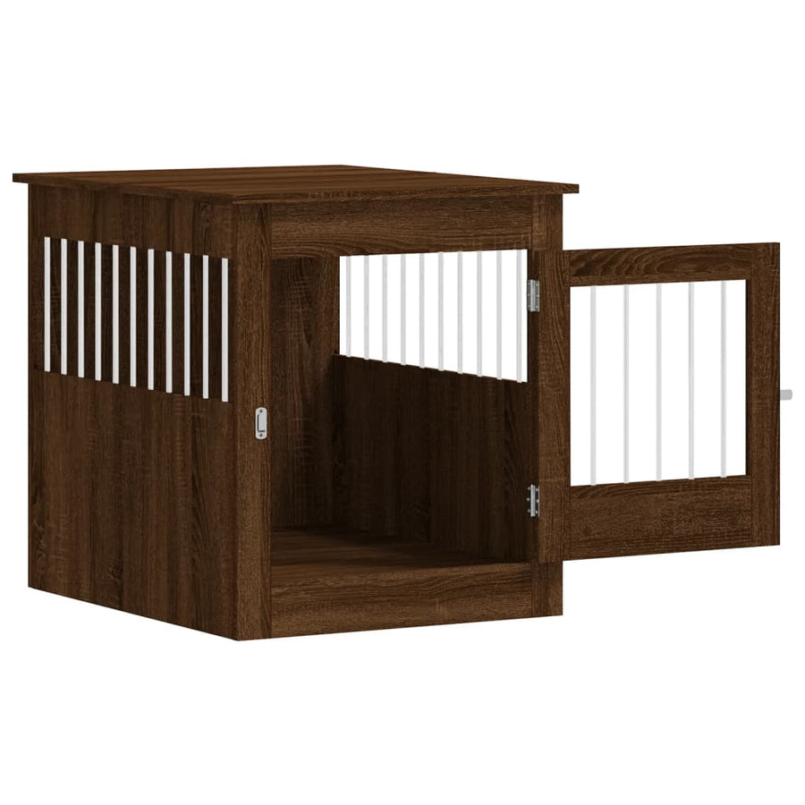 Hondenbench 64,5X80X71 Cm Bewerkt Hout Bruineikenkleurig 64.5 x 80 x 71 cm bruin eikenkleur