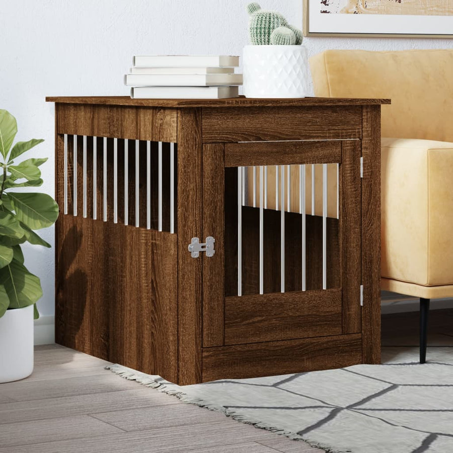 Hondenbench 64,5X80X71 Cm Bewerkt Hout Bruineikenkleurig 64.5 x 80 x 71 cm bruin eikenkleur