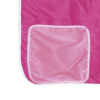 Kinderhoogslaper Met Gordijnen 80X200 Cm Grenenhout 80 x 200cm Naturel en roze