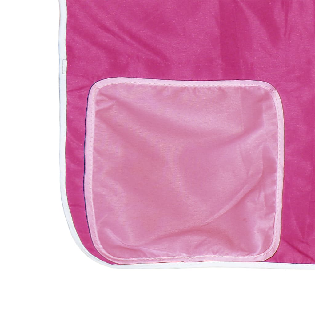 Kinderhoogslaper Met Gordijnen 90X190 Cm Grenenhout 90 x 190cm Naturel en roze