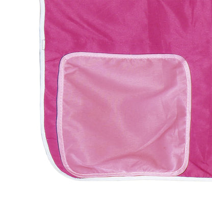 Kinderhoogslaper Met Gordijnen 90X190 Cm Grenenhout 90 x 190cm Naturel en roze