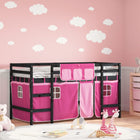 Kinderhoogslaper Met Gordijnen 90X190 Cm Grenenhout 90 x 190cm Zwart en roze