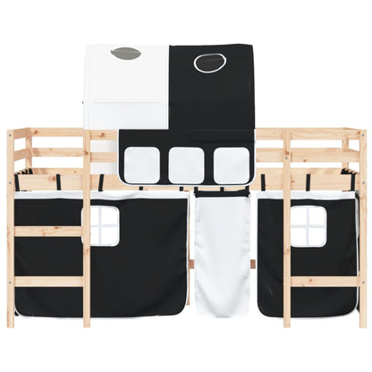 Kinderhoogslaper Met Tunnel Grenenhout Wit En 80 x 200 cm Naturel en zwart