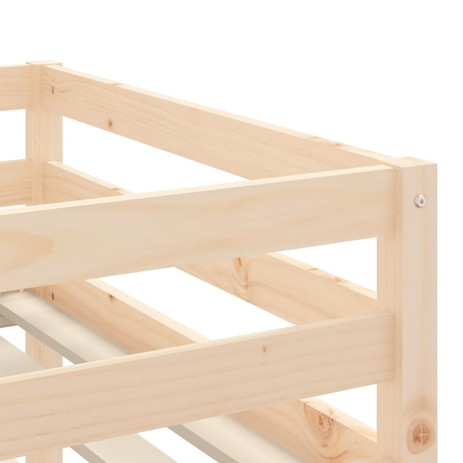 Kinderhoogslaper Met Tunnel Massief Grenenhout 80 x 200 cm Naturel en roze
