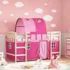 Kinderhoogslaper Met Tunnel Massief Grenenhout 80 x 200 cm Naturel en roze