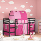 Kinderhoogslaper Met Tunnel Massief Grenenhout 80 x 200 cm Zwart en roze