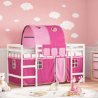 Kinderhoogslaper Met Tunnel Massief Grenenhout 90 x 200 cm Wit en roze