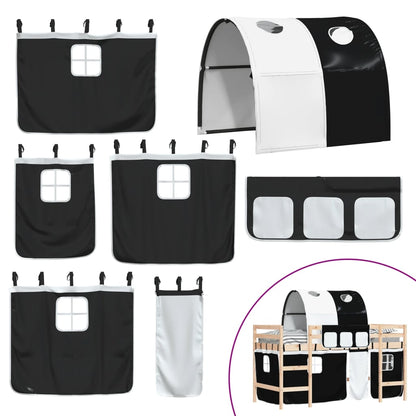 Kinderhoogslaper Met Tunnel Grenenhout Wit En 90 x 190 cm Naturel en zwart