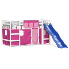 Kinderhoogslaper Met Gordijnen Grenenhout 80 x 200 cm Wit en roze