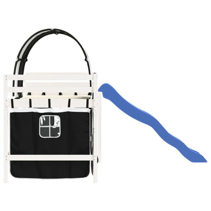 Kinderhoogslaper Met Tunnel Grenenhout 80 x 200 cm Wit en zwart