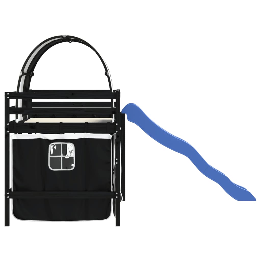 Kinderhoogslaper Met Tunnel Grenenhout Wit En 80 x 200 cm Zwart