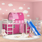 Kinderhoogslaper Met Tunnel Massief Grenenhout 90 x 190 cm Wit en roze