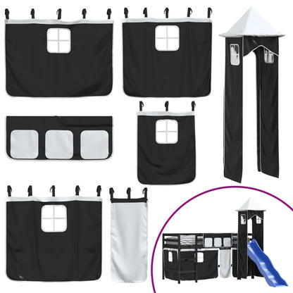 Kinderhoogslaper Met Toren Grenenhout Wit En 80 x 200 cm Zwart