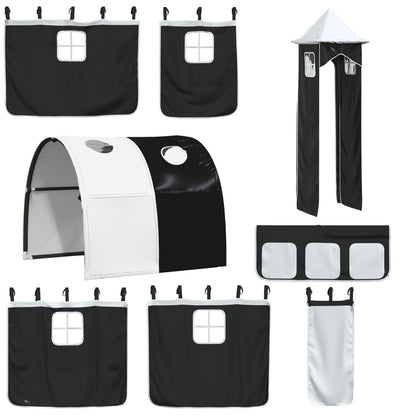 Kinderhoogslaper Met Toren Grenenhout Wit En 80 x 200 cm Zwart