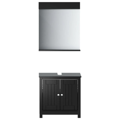 Badkamermeubelset Berg Massief Grenenhout 2 60 x 34 x 59 cm Zwart