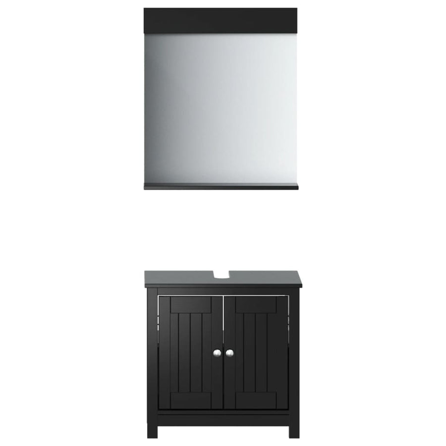 Badkamermeubelset Berg Massief Grenenhout 2 60 x 34 x 59 cm Zwart