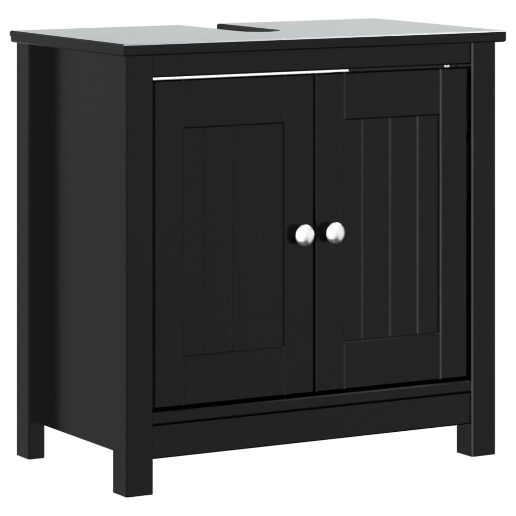 Badkamermeubelset Berg Massief Grenenhout 2 60 x 34 x 59 cm Zwart