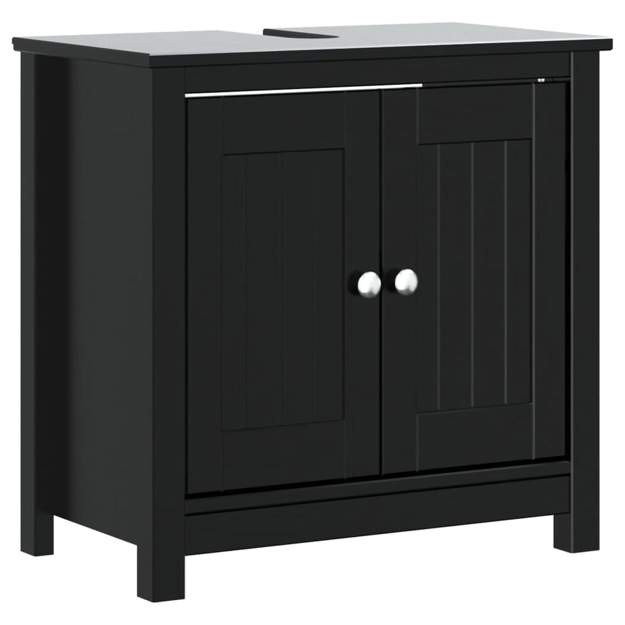 Badkamermeubelset Berg Massief Grenenhout 2 60 x 34 x 59 cm Zwart