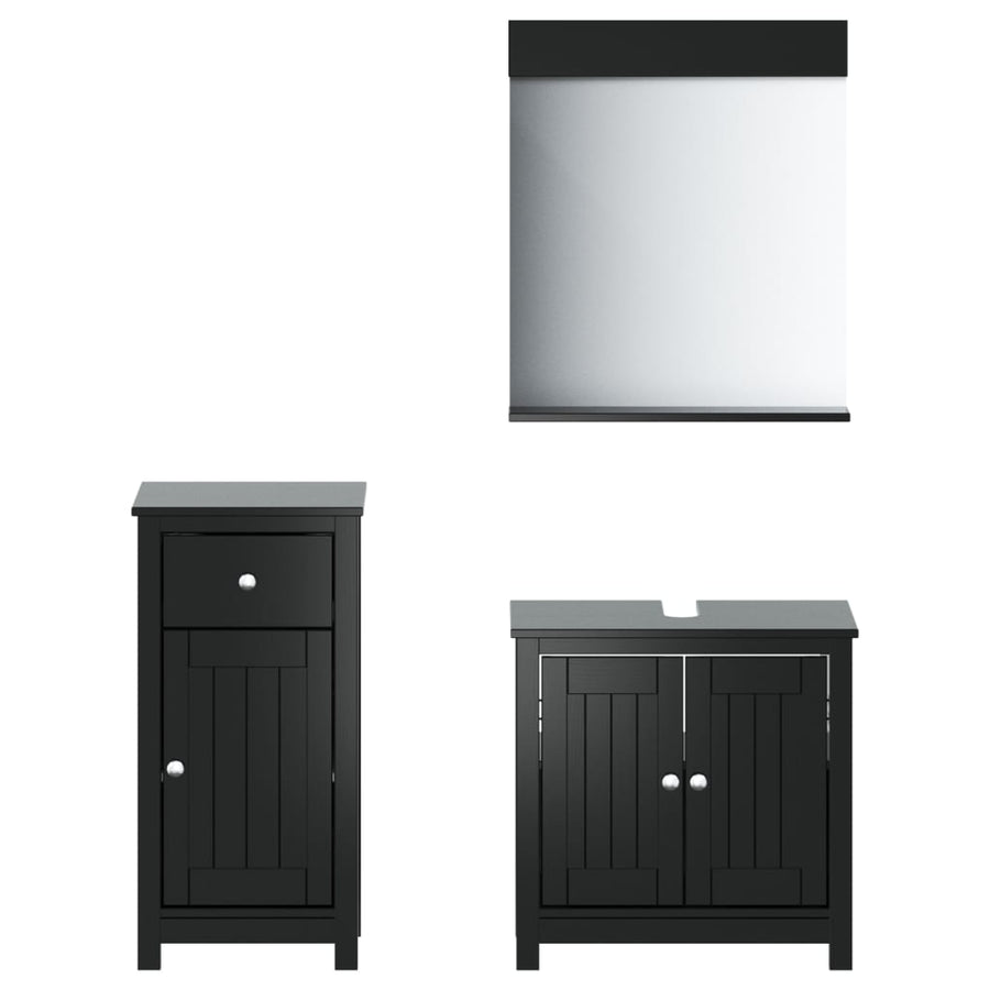 Badkamermeubelset Berg Massief Grenenhout 3 40 x 34 x 80 cm Zwart