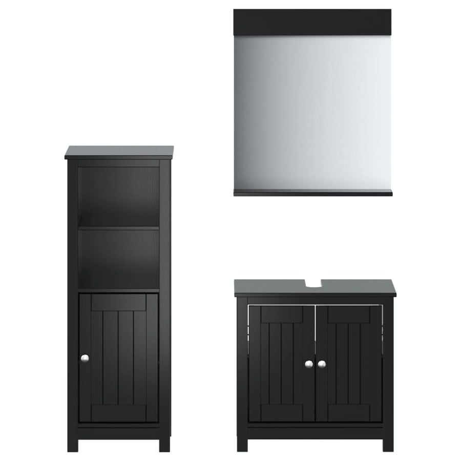 Badkamermeubelset Berg Massief Grenenhout 3 40 x 34 x 110 cm Zwart