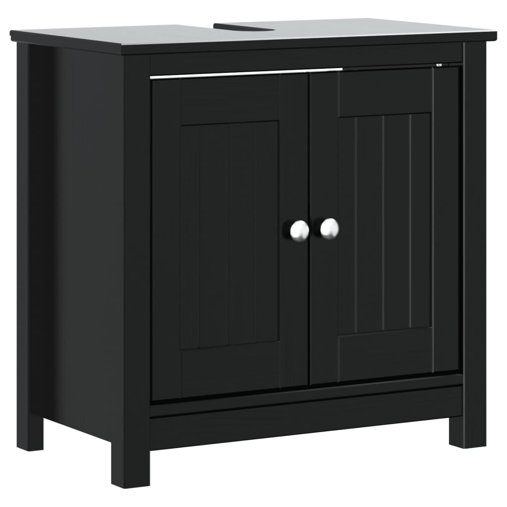 Badkamermeubelset Berg Massief Grenenhout 3 40 x 34 x 110 cm Zwart
