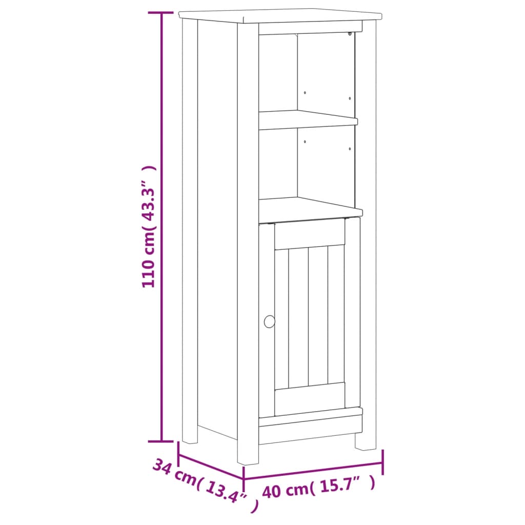 Badkamermeubelset Berg Massief Grenenhout 3 40 x 34 x 110 cm Zwart