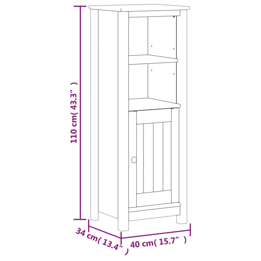Badkamermeubelset Berg Massief Grenenhout 3 40 x 34 x 110 cm Zwart