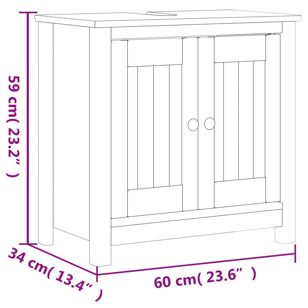 Badkamermeubelset Berg Massief Grenenhout 3 40 x 34 x 110 cm Zwart