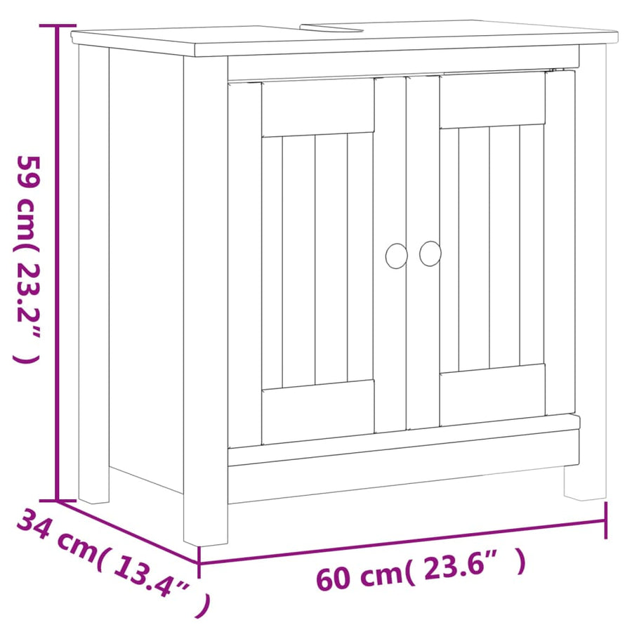 Badkamermeubelset Berg Massief Grenenhout 3 40 x 34 x 110 cm Zwart