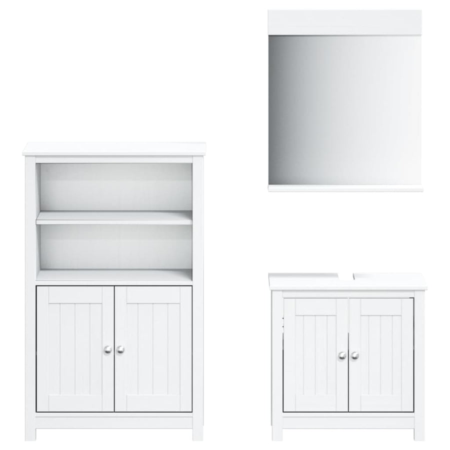 Badkamermeubelset Berg Massief Grenenhout Wit 3 69.5 x 34 x 110 cm