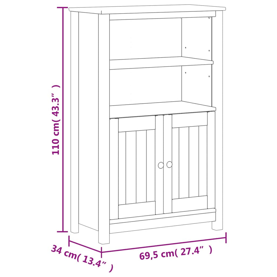 Badkamermeubelset Berg Massief Grenenhout Wit 3 69.5 x 34 x 110 cm
