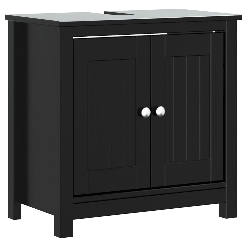 Badkamermeubelset Berg Massief Grenenhout 3 69.5 x 34 x 110 cm Zwart