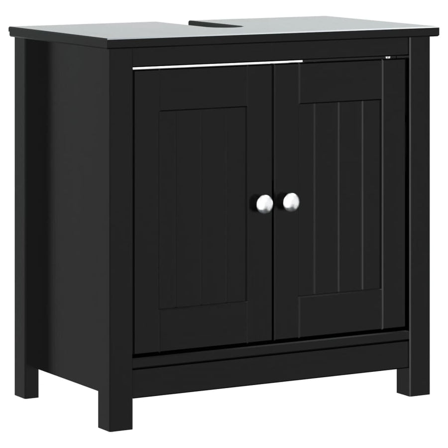 Badkamermeubelset Berg Massief Grenenhout 3 69.5 x 34 x 110 cm Zwart