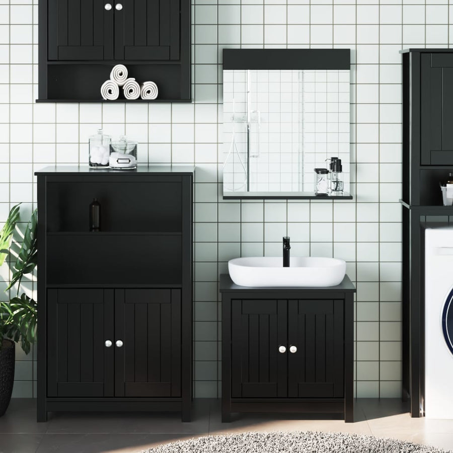 Badkamermeubelset Berg Massief Grenenhout 3 69.5 x 34 x 110 cm Zwart